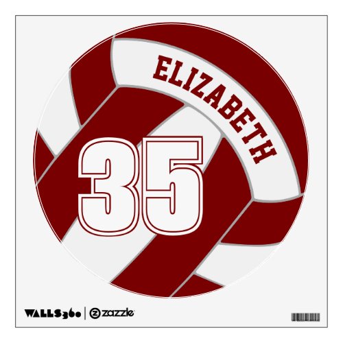 Maroon white volleyball team colors kids sports wall decal