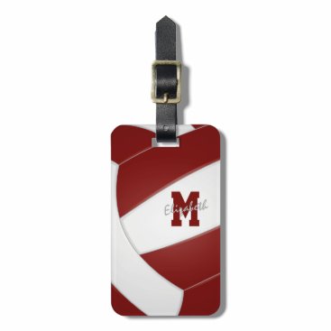 maroon white volleyball team colors  luggage tag