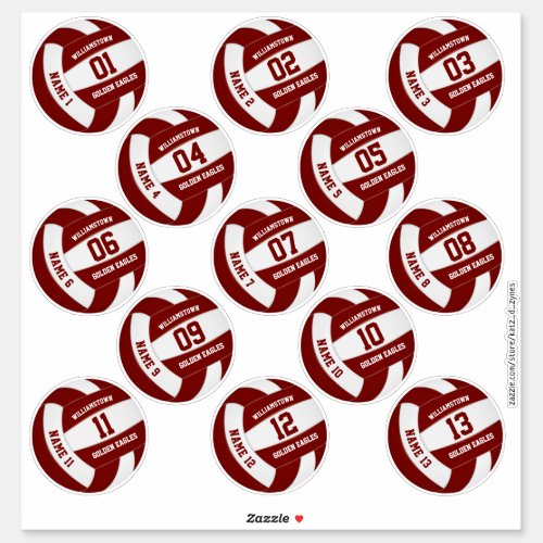 maroon white volleyball team colors players names sticker