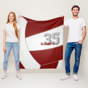 maroon white volleyball team colors room decor fleece blanket