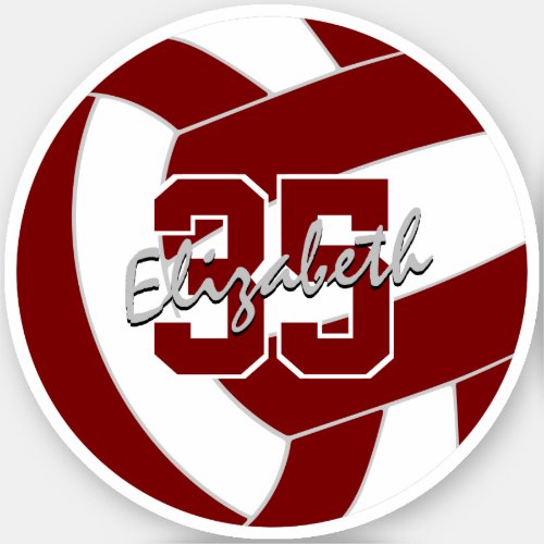 maroon white volleyball team colors  sticker