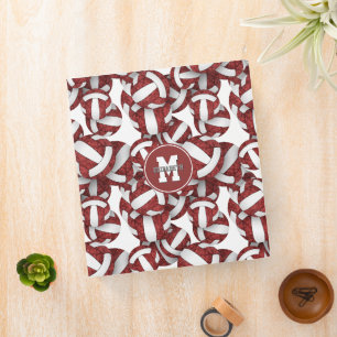 maroon white volleyballs pattern girls sports room 3 ring binder