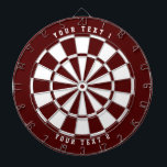Maroon & White | Wide-Spaced White Sports Font Dart Board<br><div class="desc">Two-toned dartboard in maroon and white with two lines of your personalized text in white.
Need help with the design (e.g. different colors)? Email help@karenchaudesigns.com</div>