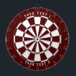 Maroon & White | Wide-Spaced White Sports Font Dart Board<br><div class="desc">Two-toned dartboard in maroon and white with two lines of your personalized text in white.
Need help with the design (e.g. different colors)? Email help@karenchaudesigns.com</div>