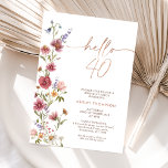 Maroon Wildflower Hello 40 Fortieth Birthday Invitation<br><div class="desc">Maroon Wildflower Hello 40th Fortieth Birthday Invitation

Multicolored wildflowers 40th birthday invitation featuring a lovely wildflower arrangement and a faux rose gold heading image.</div>
