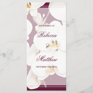 Maroon Wine and White Orchid Wedding Program
