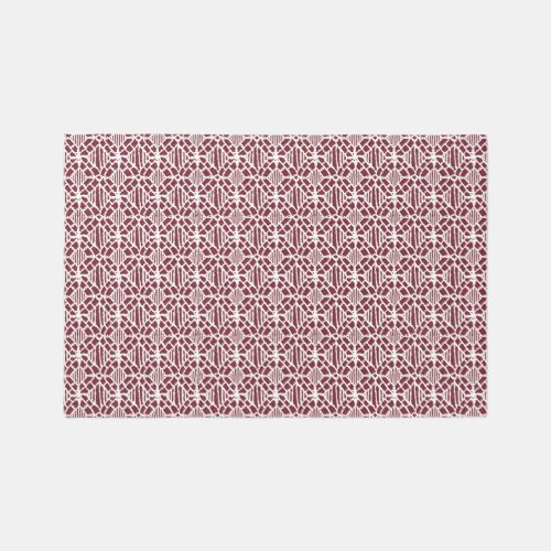 Maroon With White Crochet Lace Pattern Rug