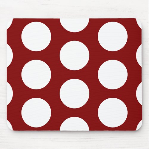 Maroon with White Polka Dots Mouse Pad