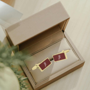 Maroon with White Stylized Initials Cufflinks