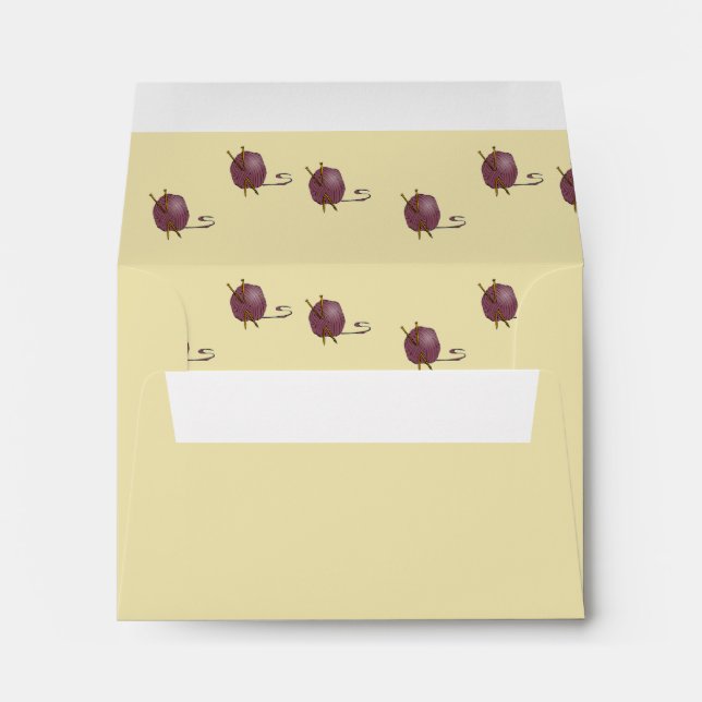 Maroon wool knitting on brown envelope (Back (Bottom))