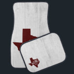 Maroon XOXO, Y'all - Texas State Shape Car Floor Mat<br><div class="desc">Sending hugs and kisses from deep in the heart of Texas! Cutout design of brushstroked lettering for XOXO and y'all along with a sweet little heart. Design comes in UT Longhorns burnt orange, Texas A & M Aggies maroon, Tech red, as well as state flag blue, cactus green and periwinkle....</div>