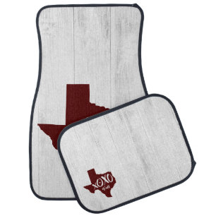 Maroon XOXO, Y'all - Texas State Shape Car Floor Mat
