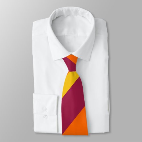 Maroon Yellow  Orange Broad Regimental Stripe Tie