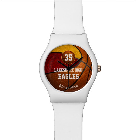 maroon yellow school team colors girls basketball watch