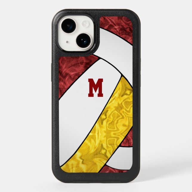 maroon yellow white team spirit girls volleyball otterbox iPhone case (Back)