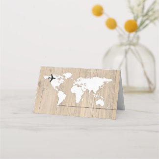 Marque place mariage  fond bois card