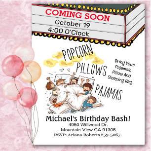 Marquee Boy's Movie Night Birthday Invitation