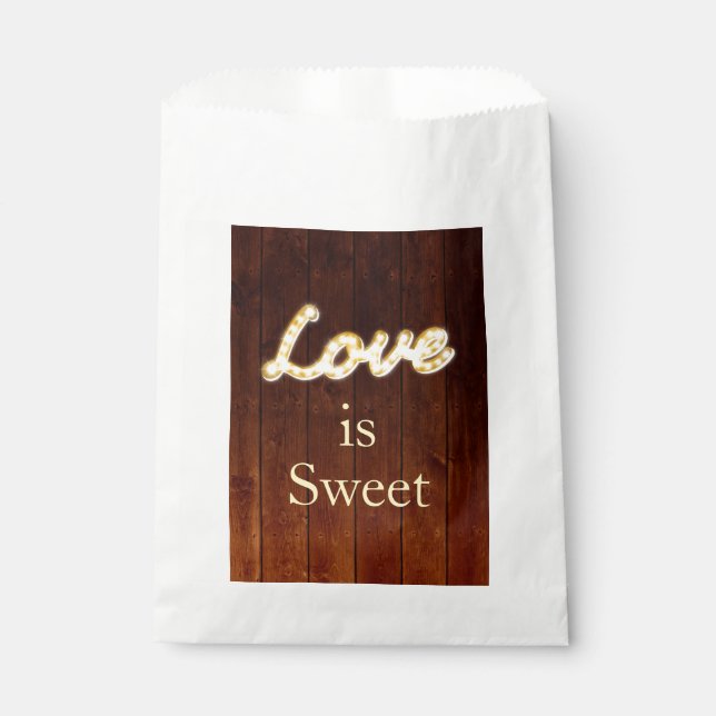 Marquee Lights Favor Bag - barn board (Front)