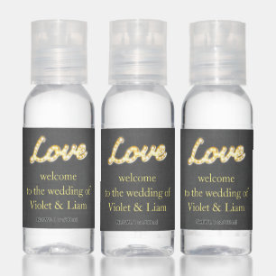 Marquee Lights Gray Wedding Hand Sanitizer