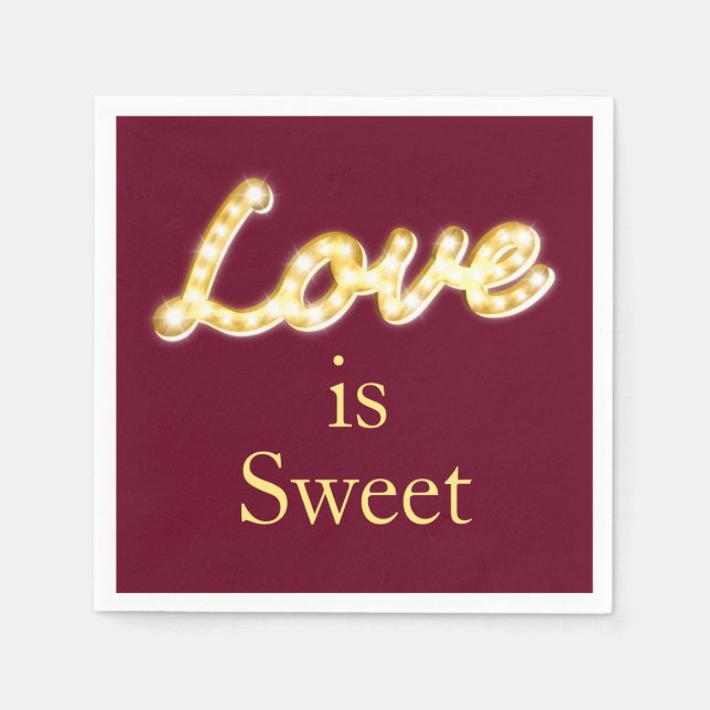 Marquee Lights Love is Sweet - marsala Napkins (Front)
