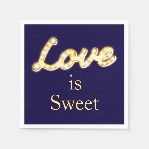 Marquee Lights Love is Sweet Napkin _ blue