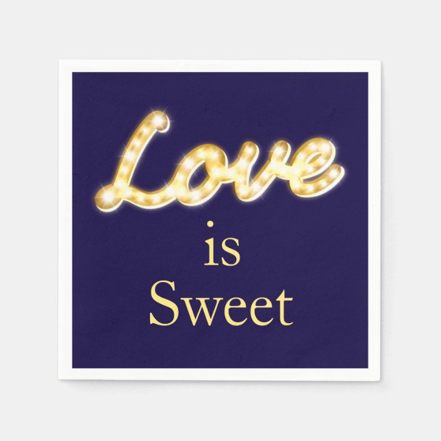Marquee Lights Love is Sweet Napkin - blue (Front)