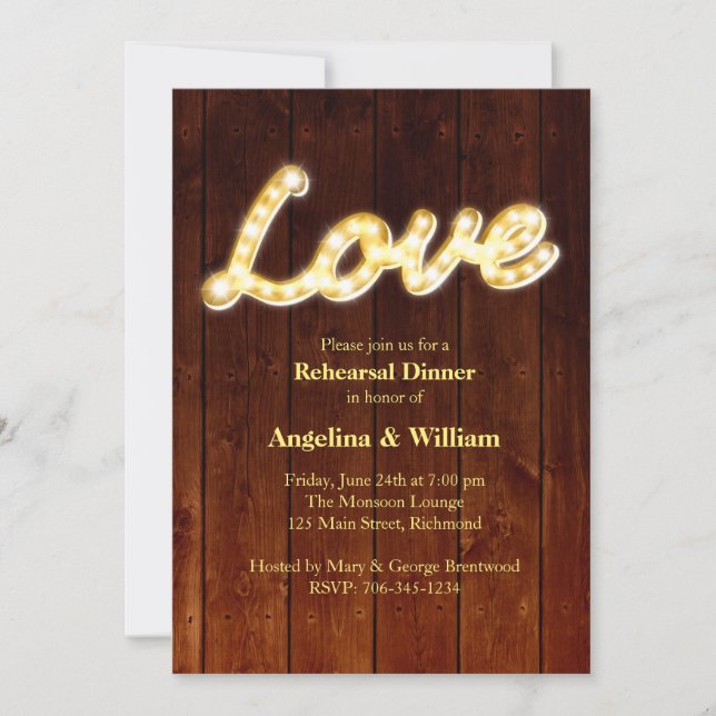 Marquee Lights Rehearsal Dinner Invite (Front)