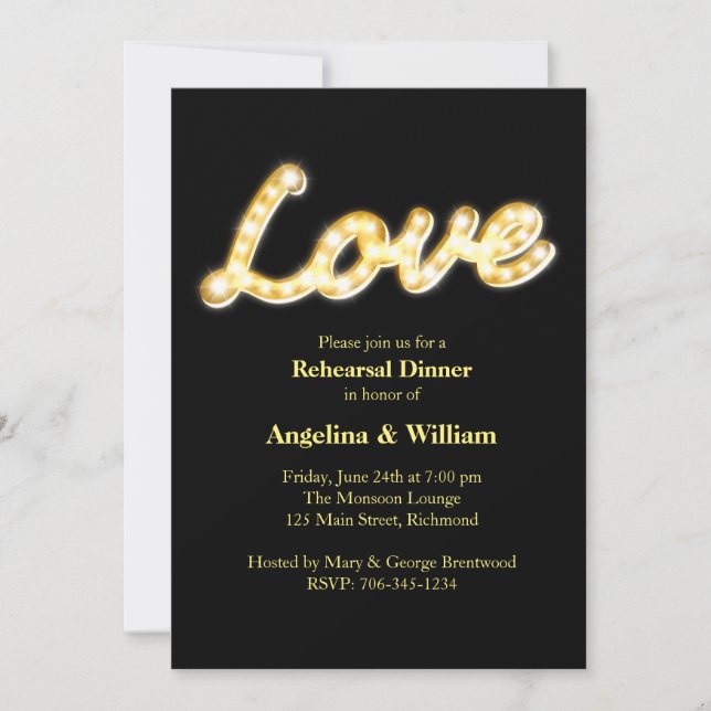 Marquee Lights Rehearsal Dinner Invite (Front)
