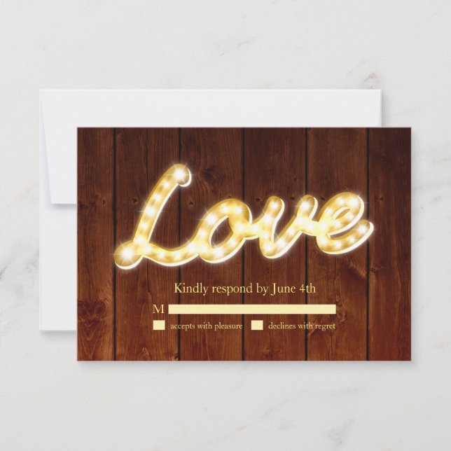 Marquee Lights RSVP - barn board (Front)