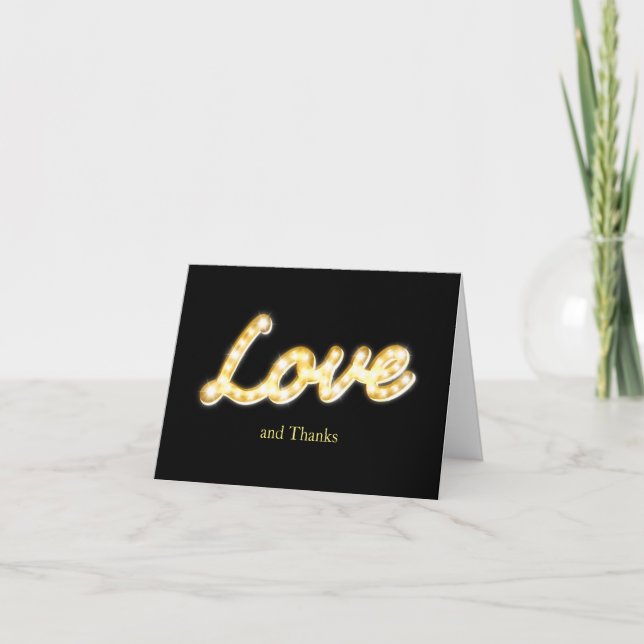 Marquee Lights Thank You Card - black (Front)