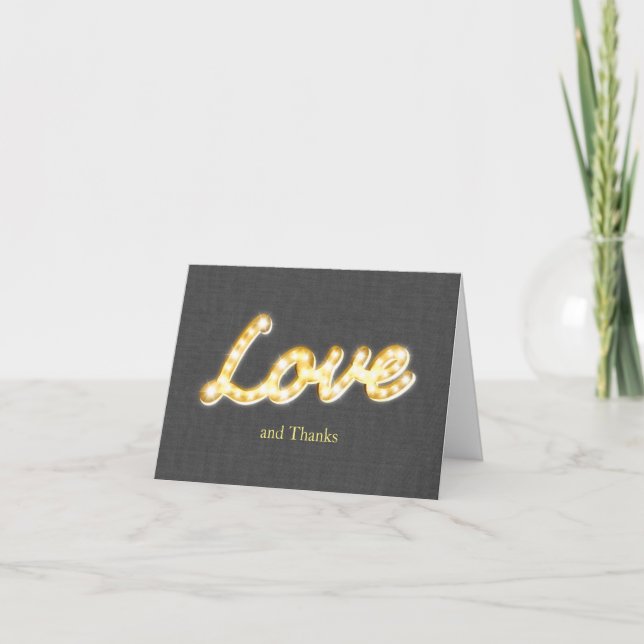 Marquee Lights Thank You Card Gray Burlap (Front)