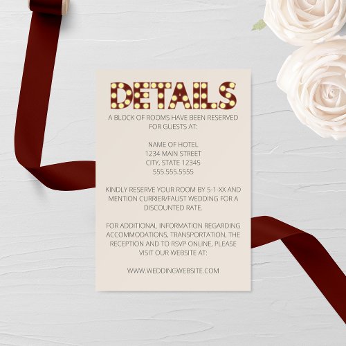 Marquee Lights Wedding Enclosure Card