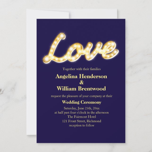 Marquee Lights Wedding Invitation (Front)