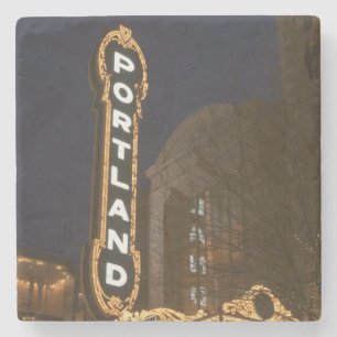 Marquee of Arlene Schnitzer auditorium Stone Coaster