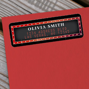 Marquee Sign Red & Black Address Label