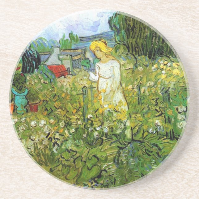 Marquerite Gachet in the Garden, Vincent van Gogh. Sandstone Coaster (Front)