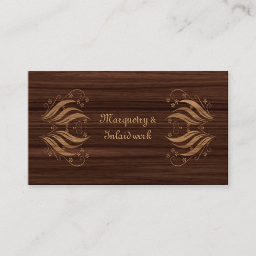 Marquetry inlaid wood pattern business card
