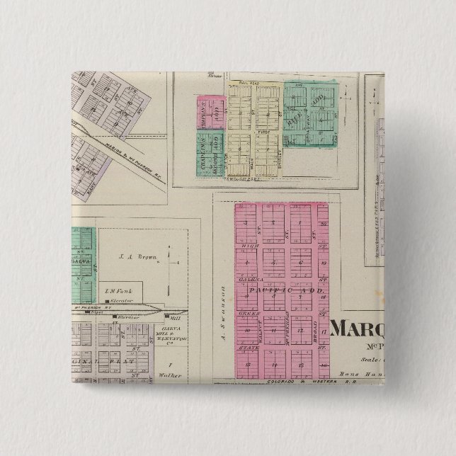 Marquette, Conway, Galva, Elyria, Ames, Kansas Pinback Button (Front)