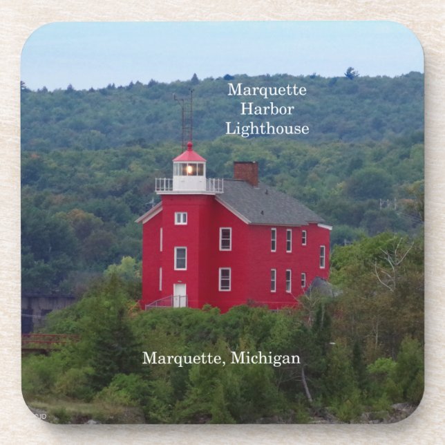 Marquette Harbor Lighthouse 6 plastic coasters (Front)