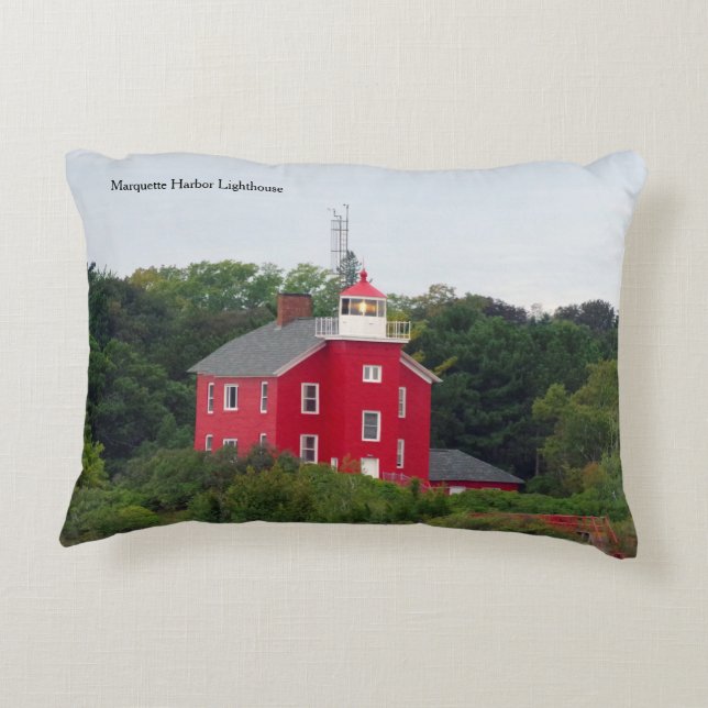 Marquette Harbor Lighthouse accent pillow (Back)
