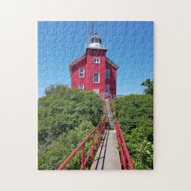 Marquette Harbor Lighthouse and Catwalk Jigsaw Puzzle (Vertical)