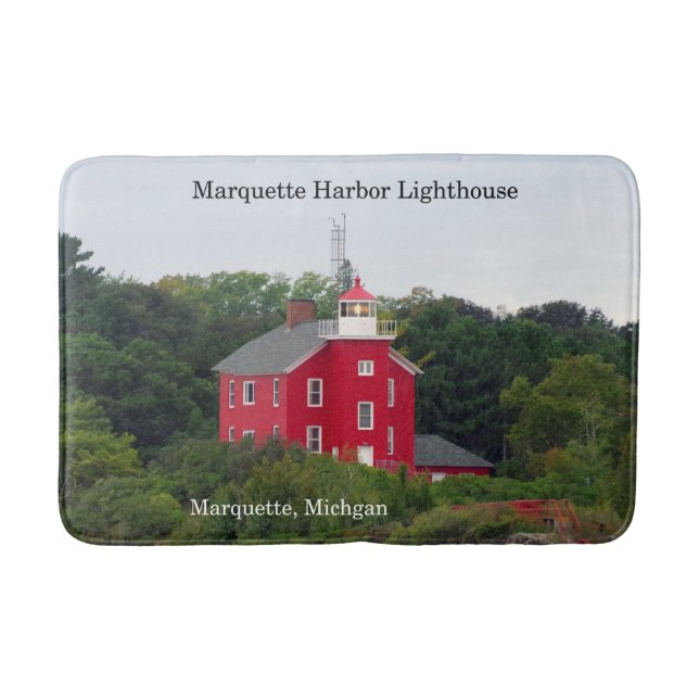 Marquette Harbor Lighthouse bath mat (Front)