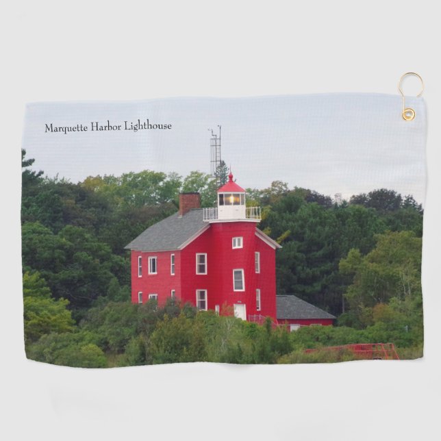 Marquette Harbor Lighthouse golf towel (Horizontal)