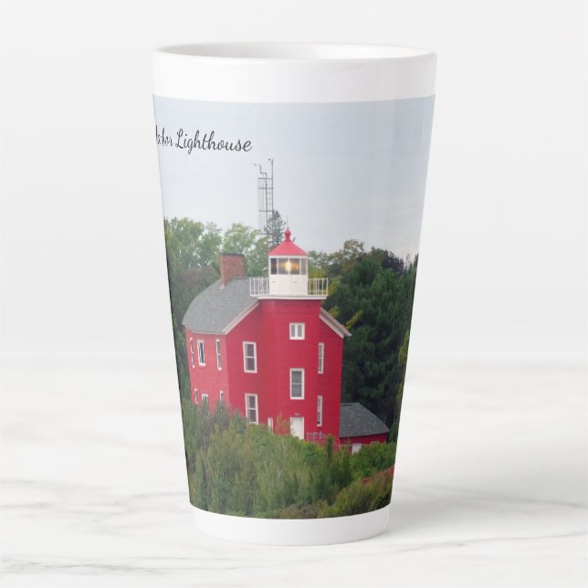 Marquette Harbor Lighthouse latte mug (Front)