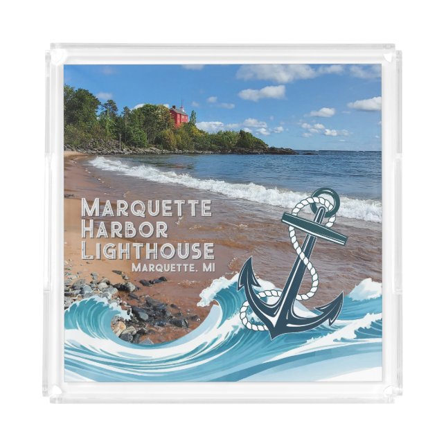 Marquette Harbor Lighthouse, Marquette, MI  Acrylic Tray (Front)