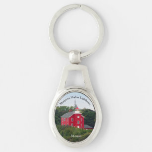 Marquette Harbor Lighthouse metal key chain