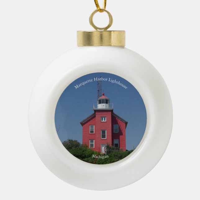 Marquette Harbor Lighthouse ornament (Front)