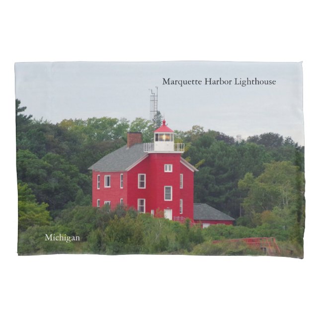 Marquette Harbor Lighthouse pillow case (Front)