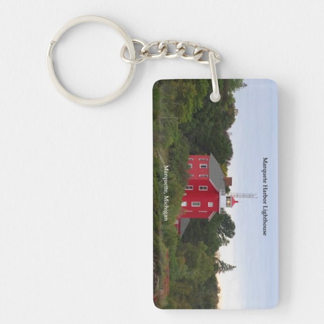 Marquette Harbor Lighthouse rectangle key chain (Front)