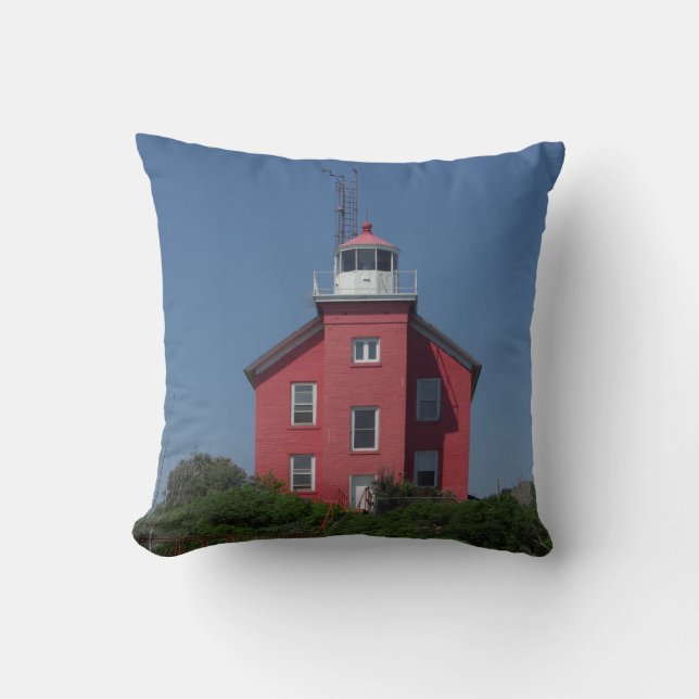 Marquette Harbor Lighthouse single sided pillow (Front)